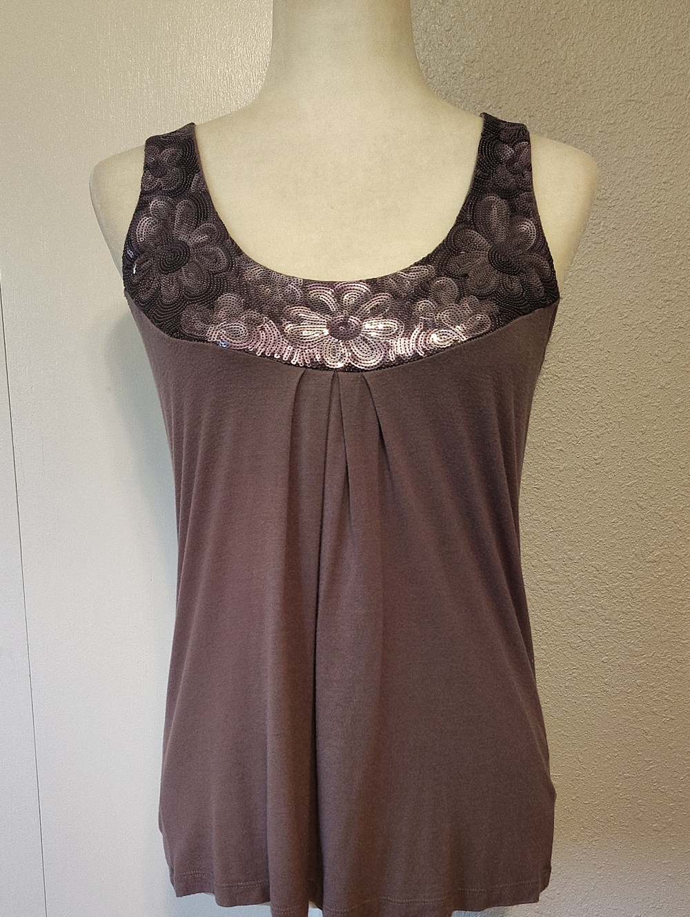 Kische Embellished Tank Top - Heather Gray - Small